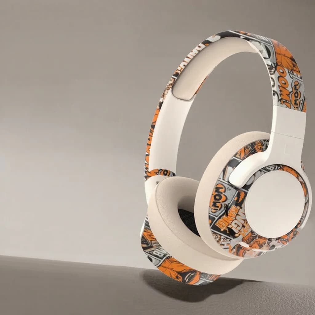 Graffiti Over-Ear Wireless Headphones with FM Radio and Long Battery Life