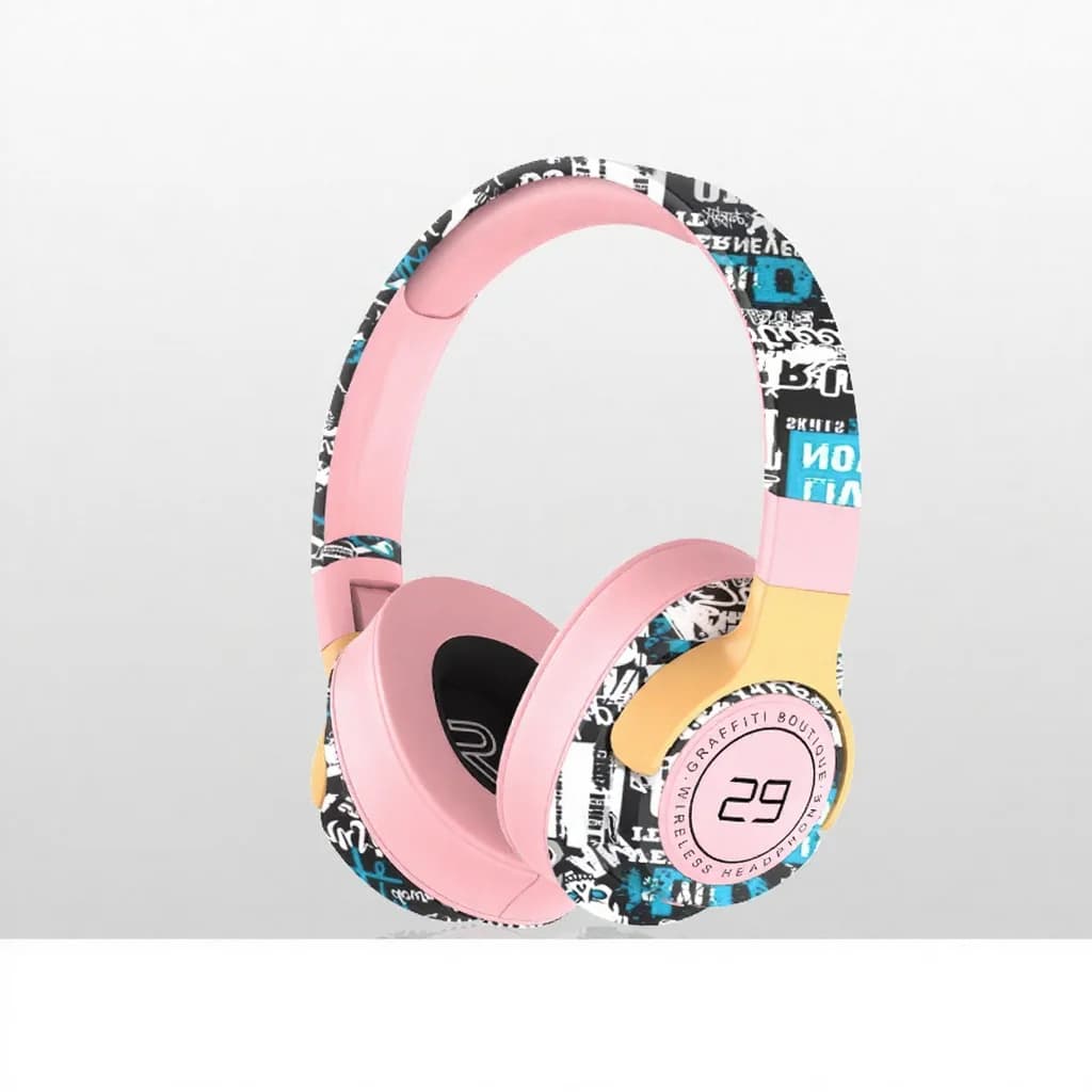 Βαμμένα Ασύρματα Ακουστικά Over-Ear με Ραδιόφωνο FM και Πτυσσόμενο Σχεδιασμό
