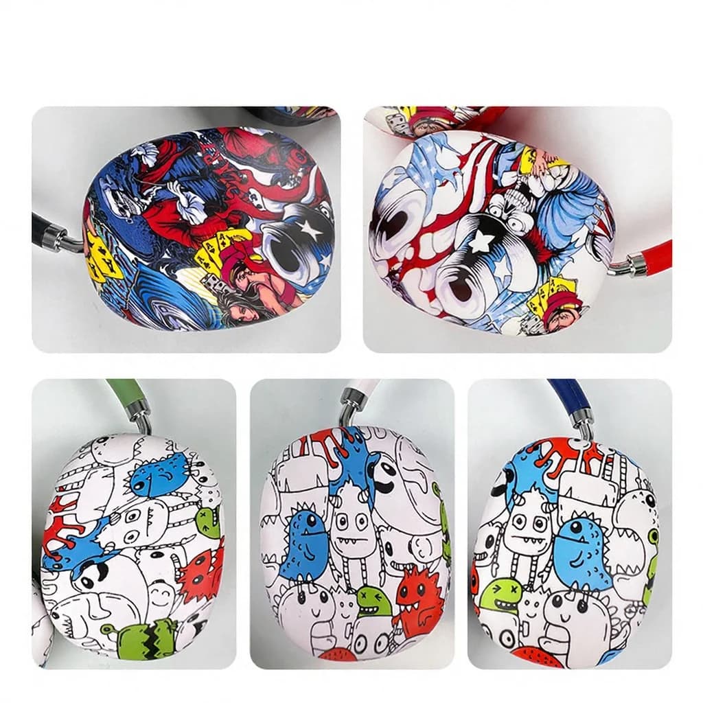 Graffiti Over-Ear Bluetooth Headphones with FM Radio and TF Card Slot