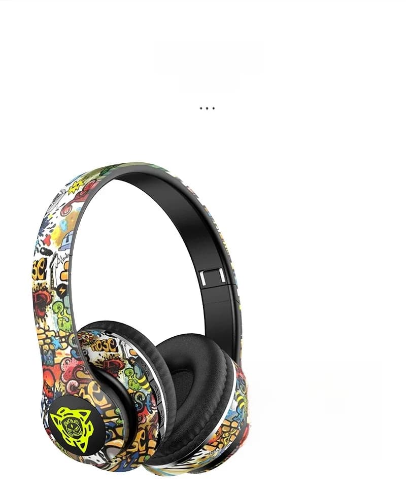 Graffiti Over-Ear Wireless Headphones with FM Radio and TF Card Slot