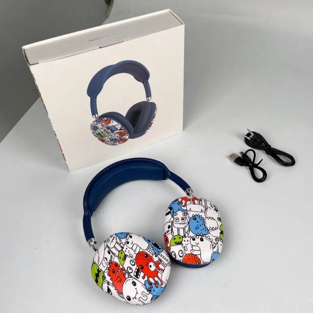 Graffiti Over-Ear Bluetooth Headphones with FM Radio and TF Card Slot