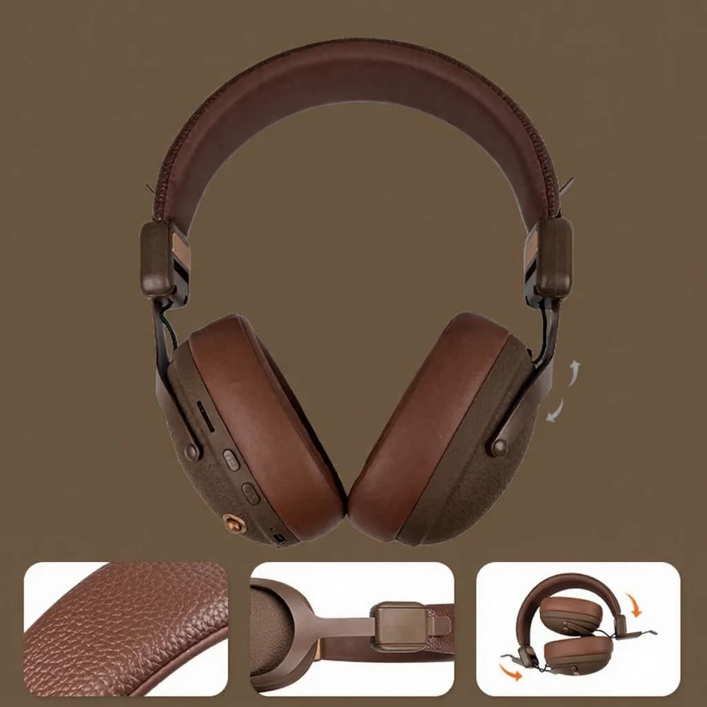 Ρετρό Ασύρματα Ακουστικά Over-Ear με Bluetooth 5.4 και Μεγάλη Διάρκεια Μπαταρίας