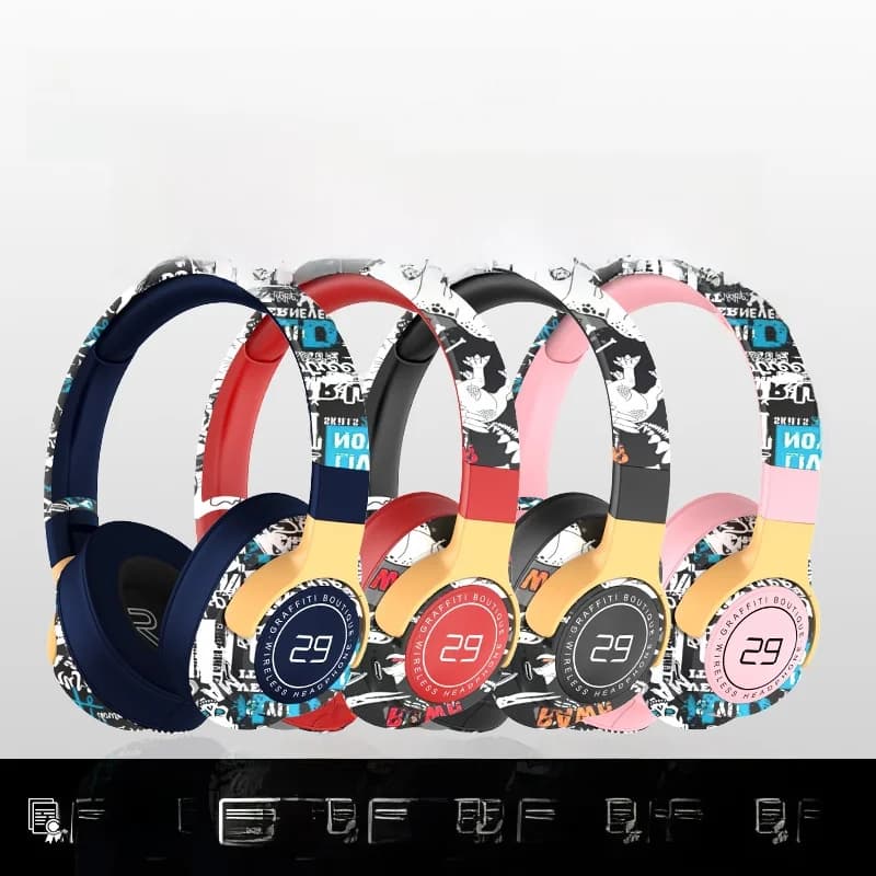 Βαμμένα Ασύρματα Ακουστικά Over-Ear με Ραδιόφωνο FM και Πτυσσόμενο Σχεδιασμό