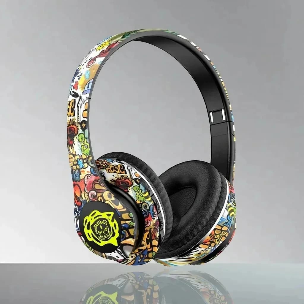 Wireless Bluetooth Headphones Over-Ear Graffiti Design Foldable