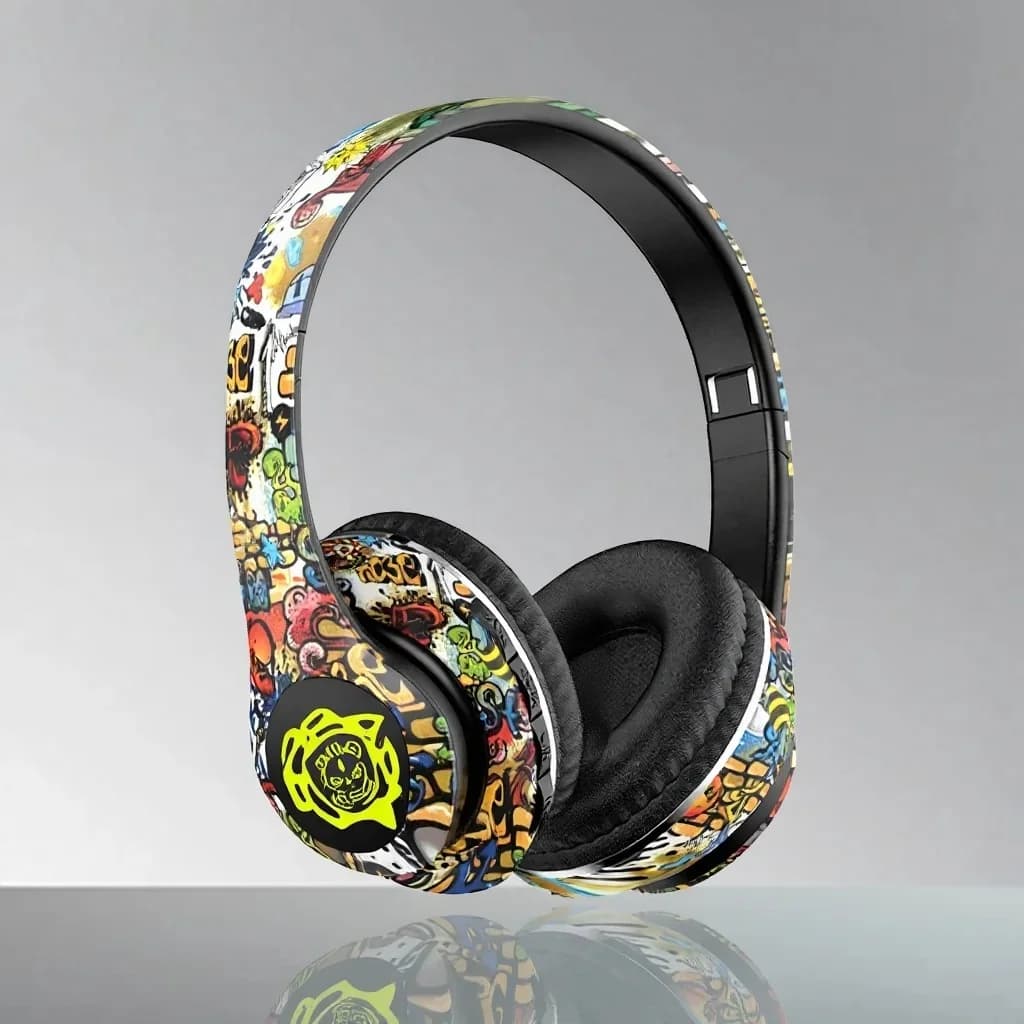 Wireless Bluetooth Headphones Over-Ear Graffiti Design Foldable