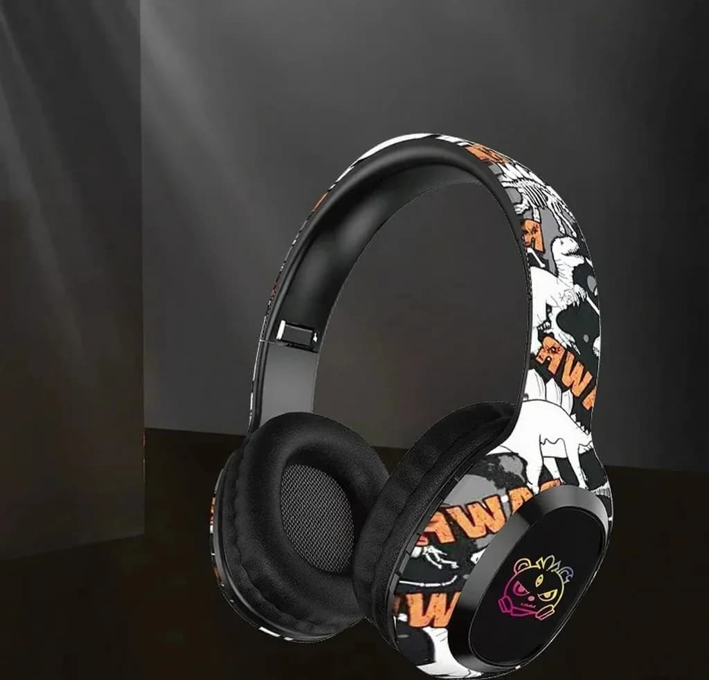 Over-Ear Bluetooth Headphones with FM Radio and LED Lights