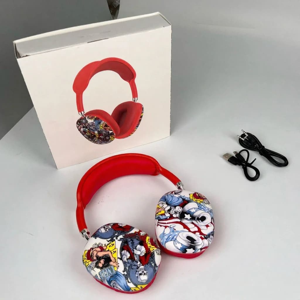 Graffiti Over-Ear Bluetooth Headphones with FM Radio and TF Card Slot