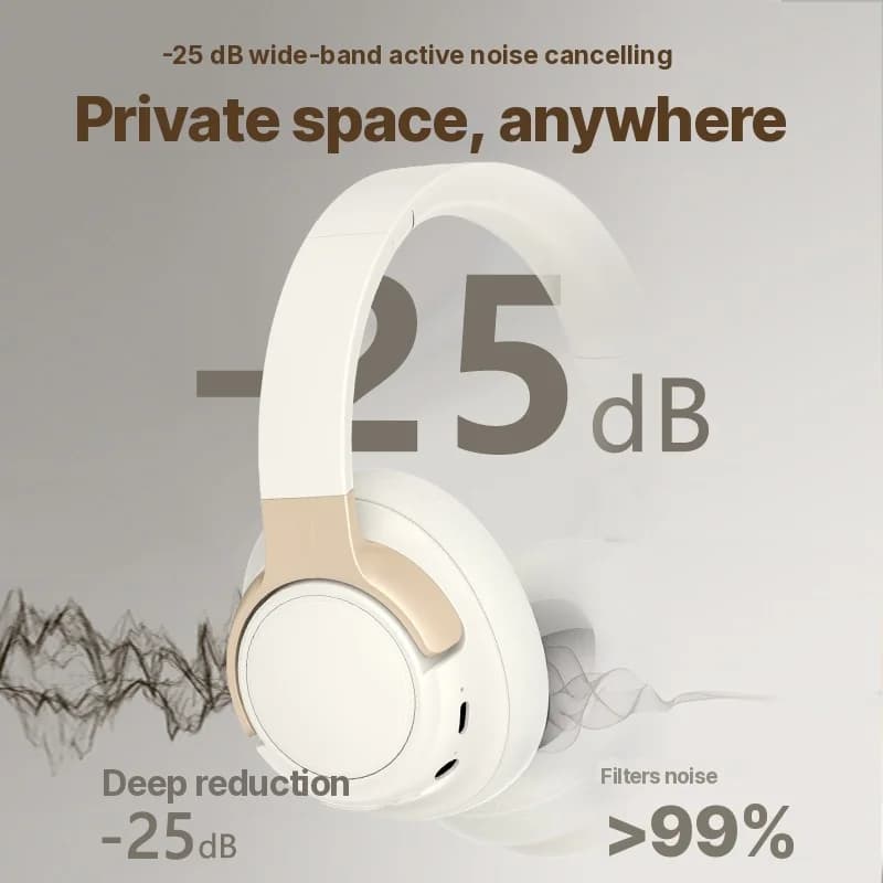 Over-Ear Wireless Headphones with Active Noise Cancelling and 35h Battery