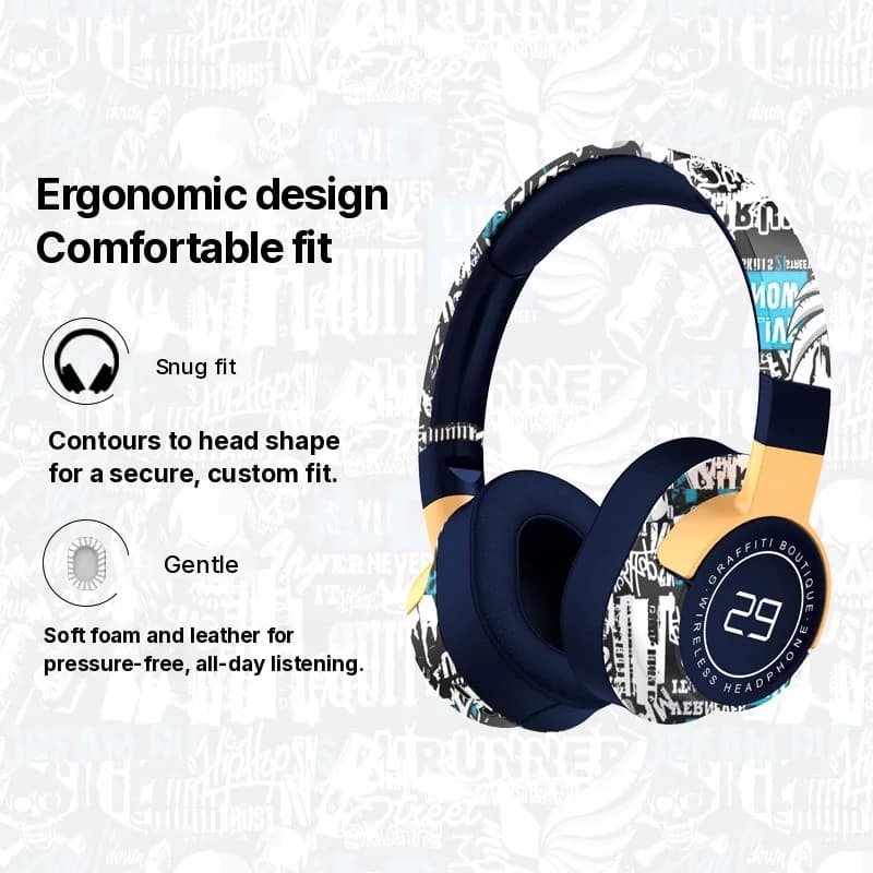Over-Ear Wireless Bluetooth Headphones with FM Radio and Deep Bass