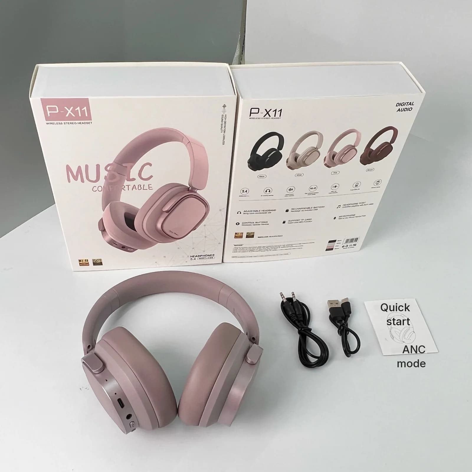 Retro Over-Ear Wireless Headphones with Active Noise Cancelling