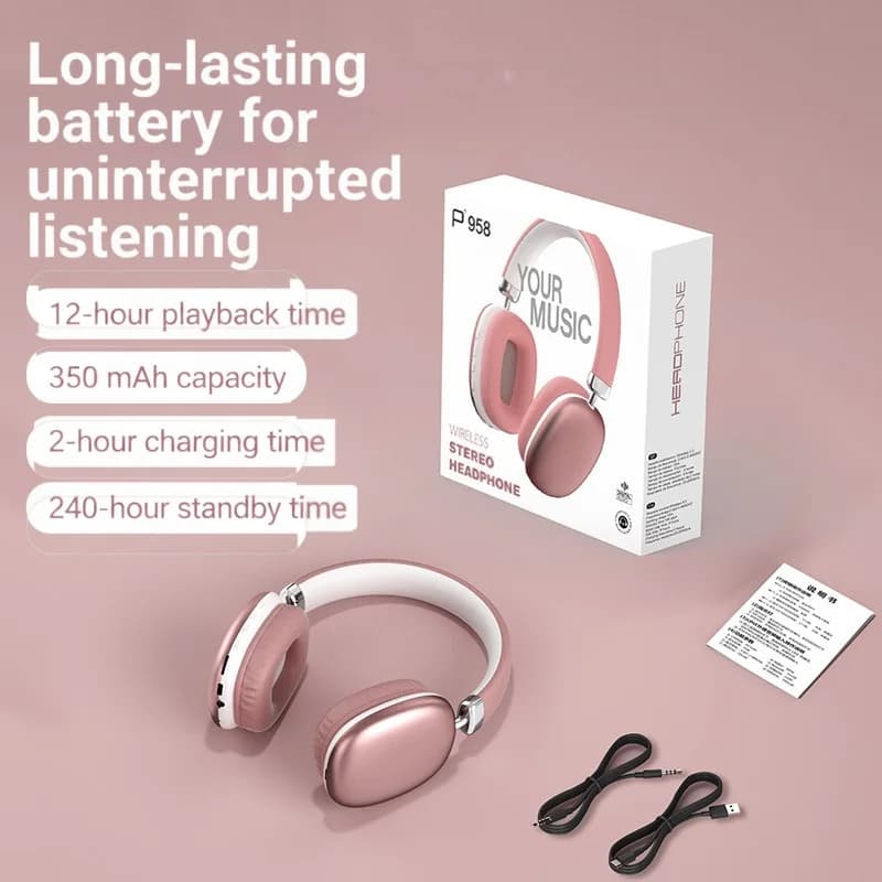 Wireless Over-Ear Headphones with FM Radio and TF Card Slot