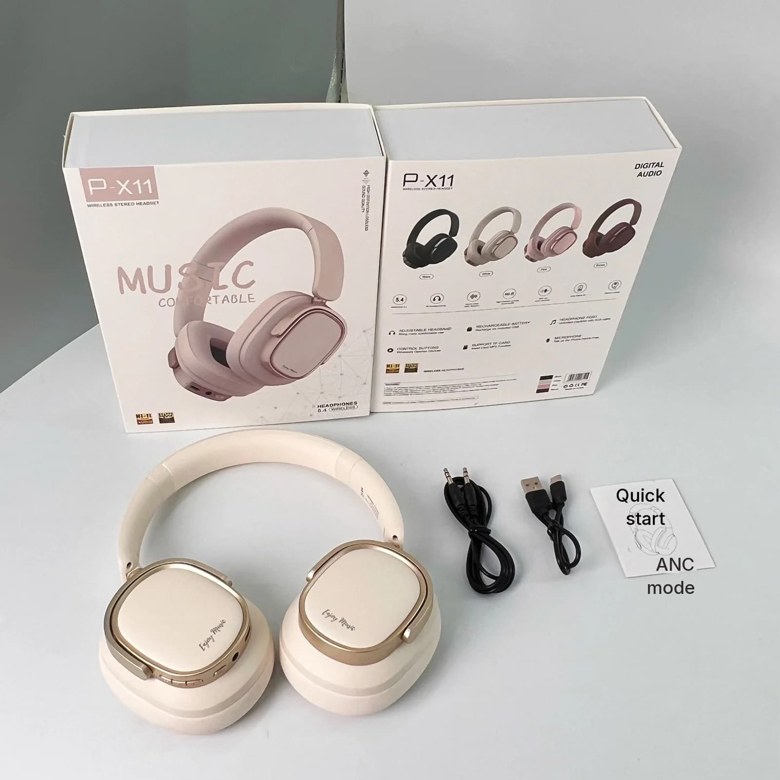 Retro Over-Ear Bluetooth Headphones with Active Noise Cancelling