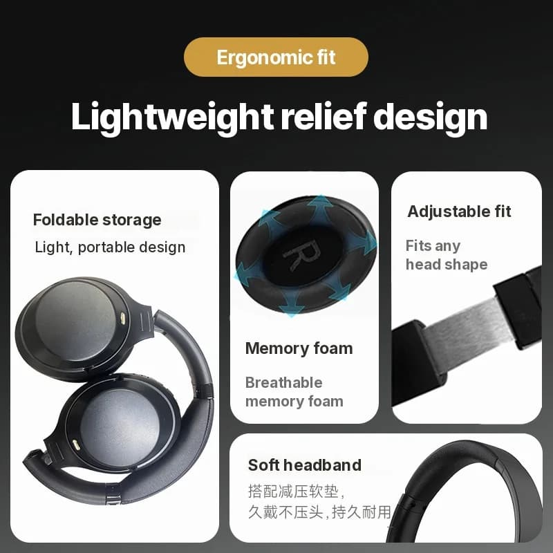 Wireless Over-Ear Headphones with Active Noise Cancelling and Type-C