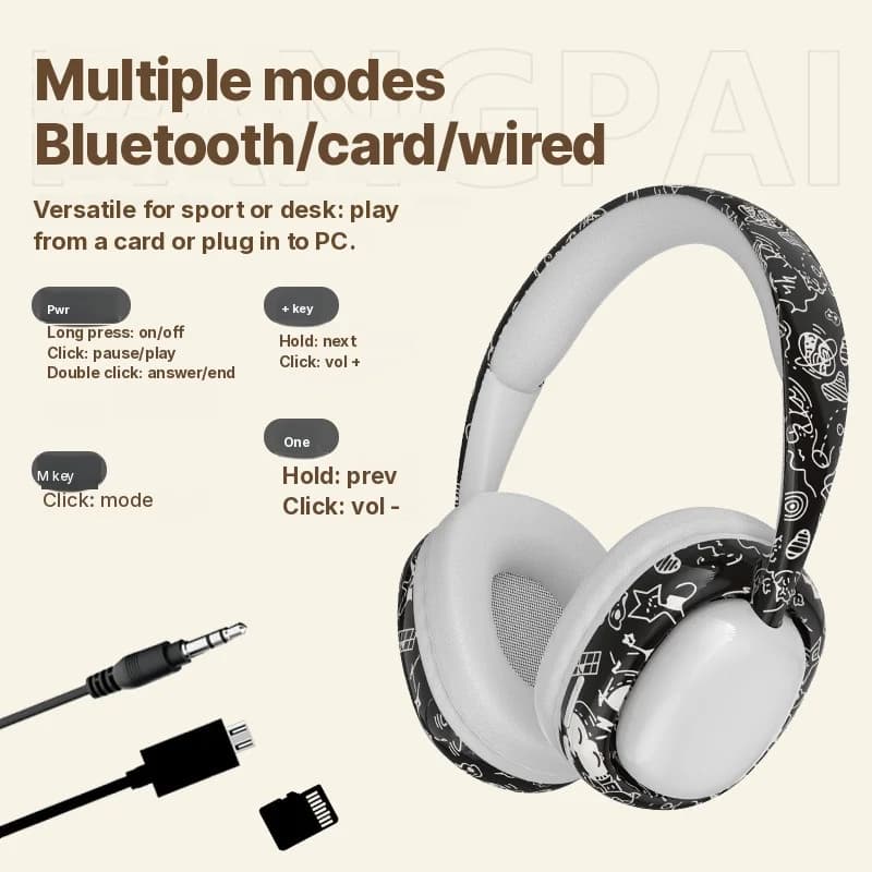 Ακουστικά Κεφαλής Bluetooth με Βαθύ Μπάσο και Ασύρματη Συνδεσιμότητα