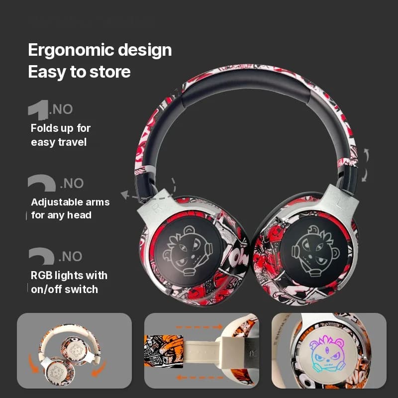 Ασύρματα Ακουστικά Over-Ear Graffiti με Ραδιόφωνο FM και Μεγάλη Διάρκεια Μπαταρίας