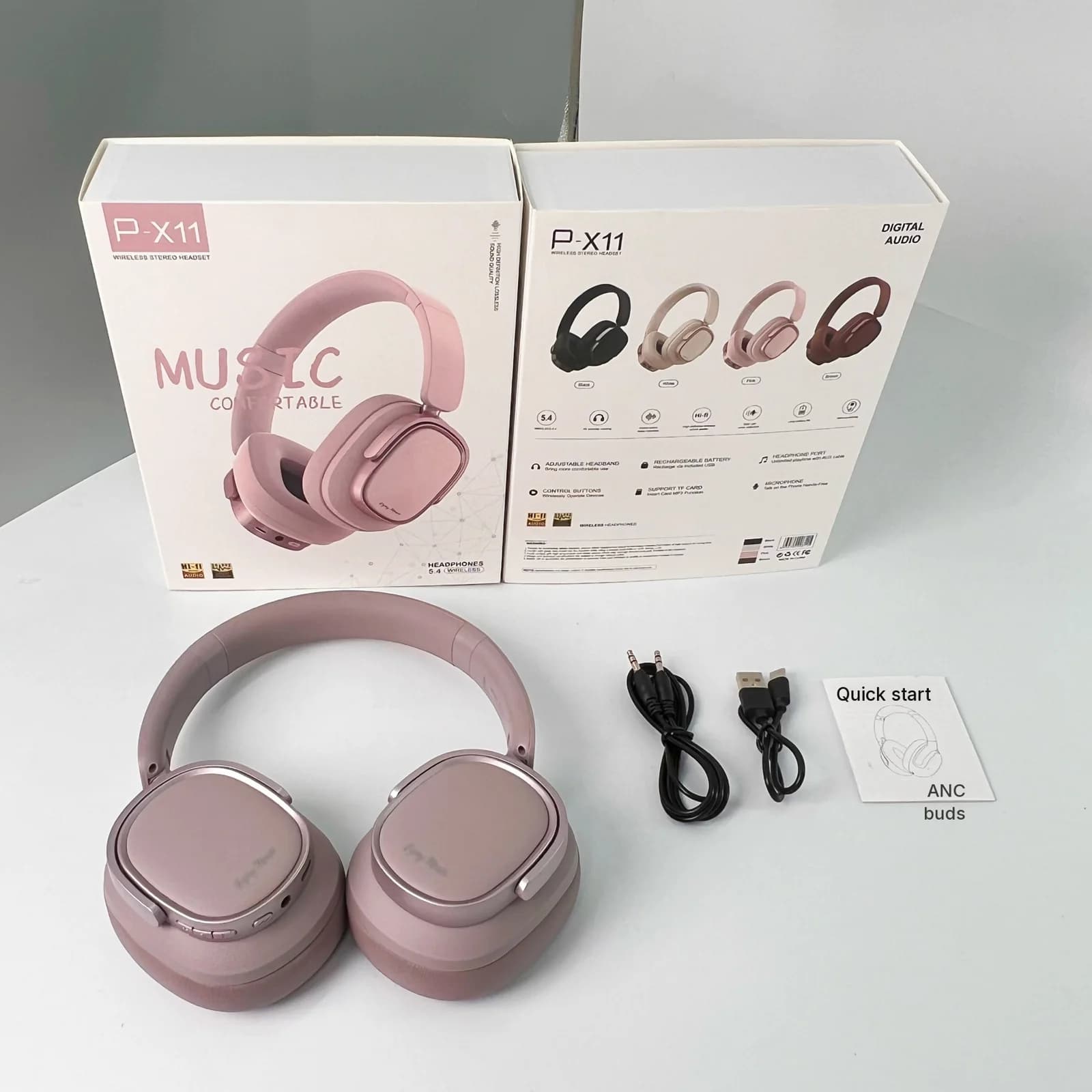 Retro Over-Ear Bluetooth Headphones with Active Noise Cancelling