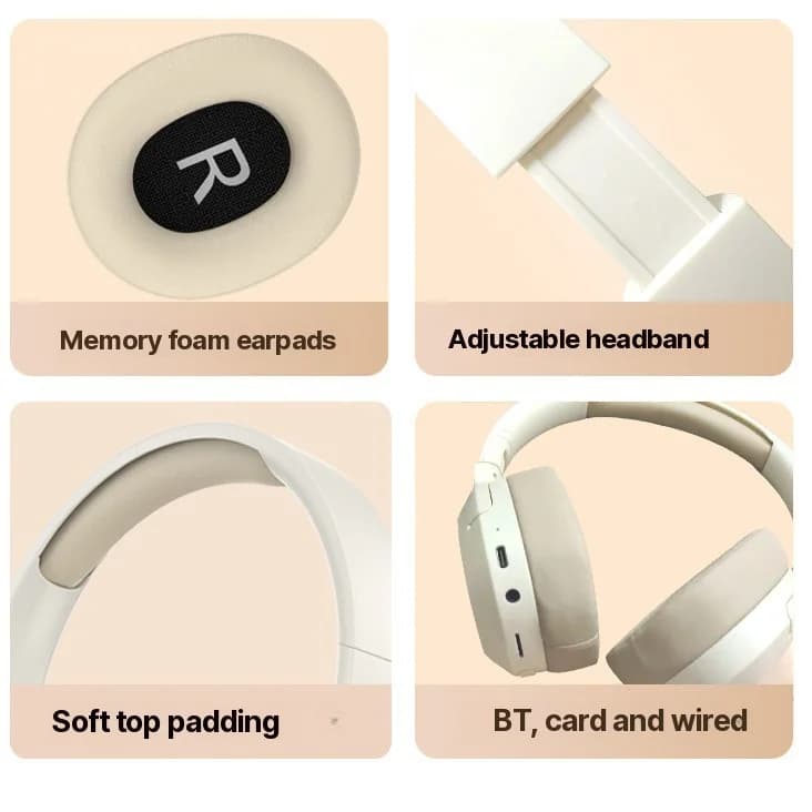 Ακουστικά Bluetooth Over-Ear με Bass, Υποστήριξη AUX και Κάρτας TF