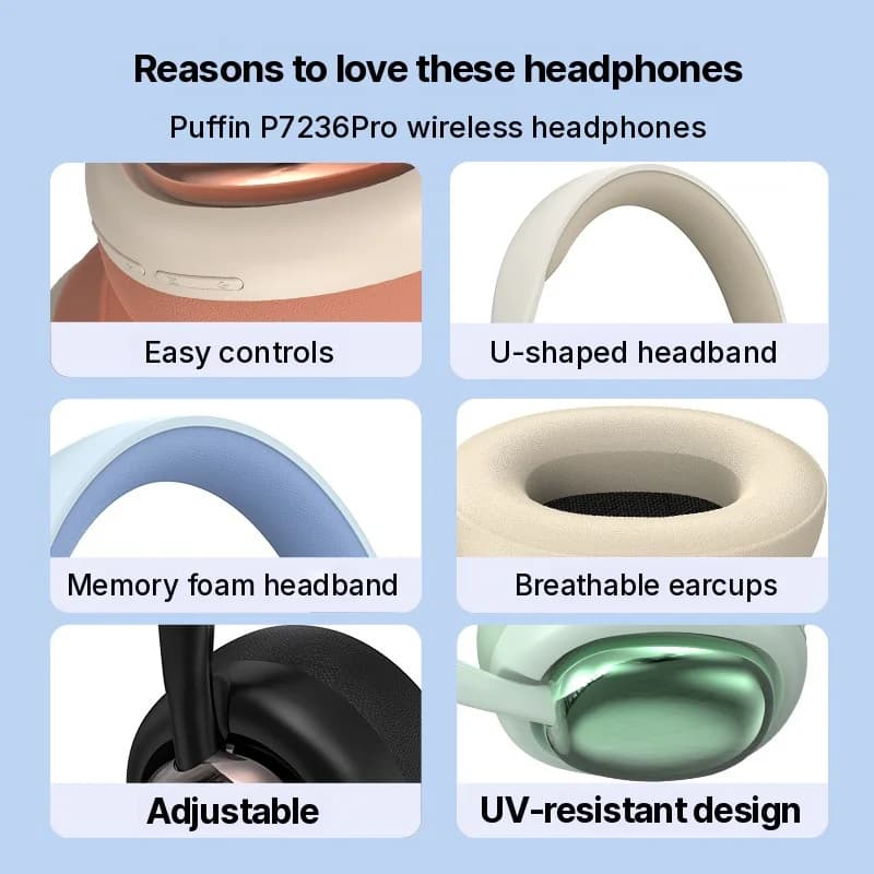 Over-Ear Wireless Bluetooth Headphones with Mic and 40mm Drivers