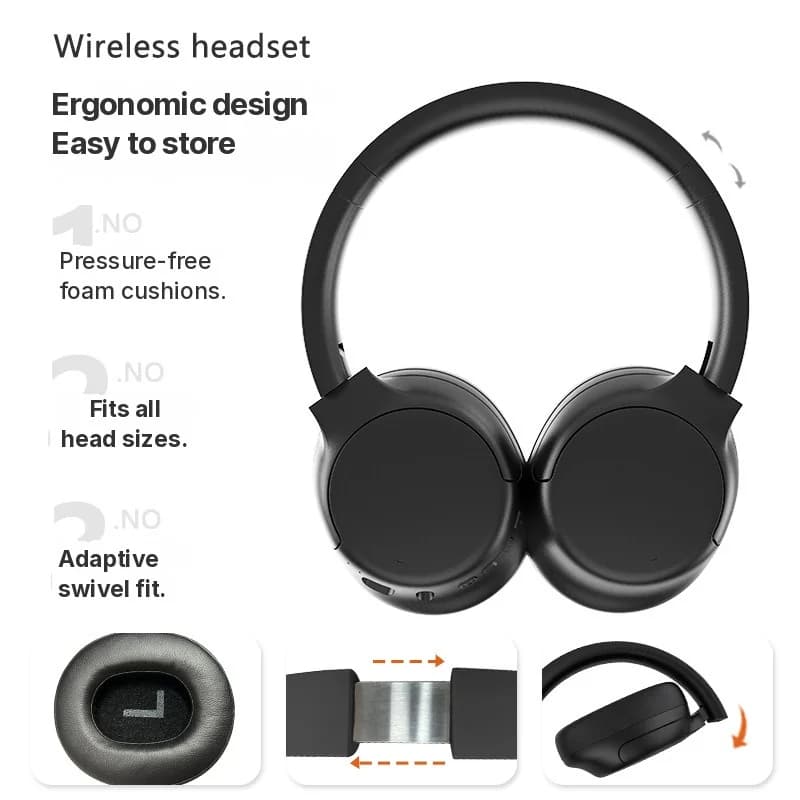 Active Noise Cancelling Wireless Bluetooth Headphones Over Ear Long Battery Life