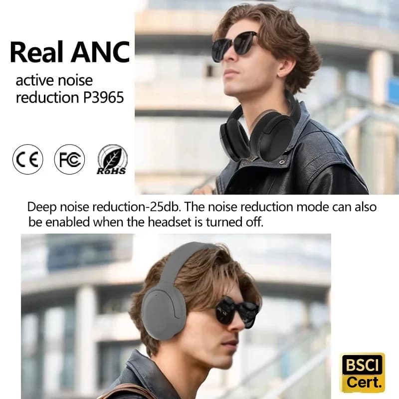 Active Noise Cancelling Bluetooth Headphones Over Ear Wireless 5.4