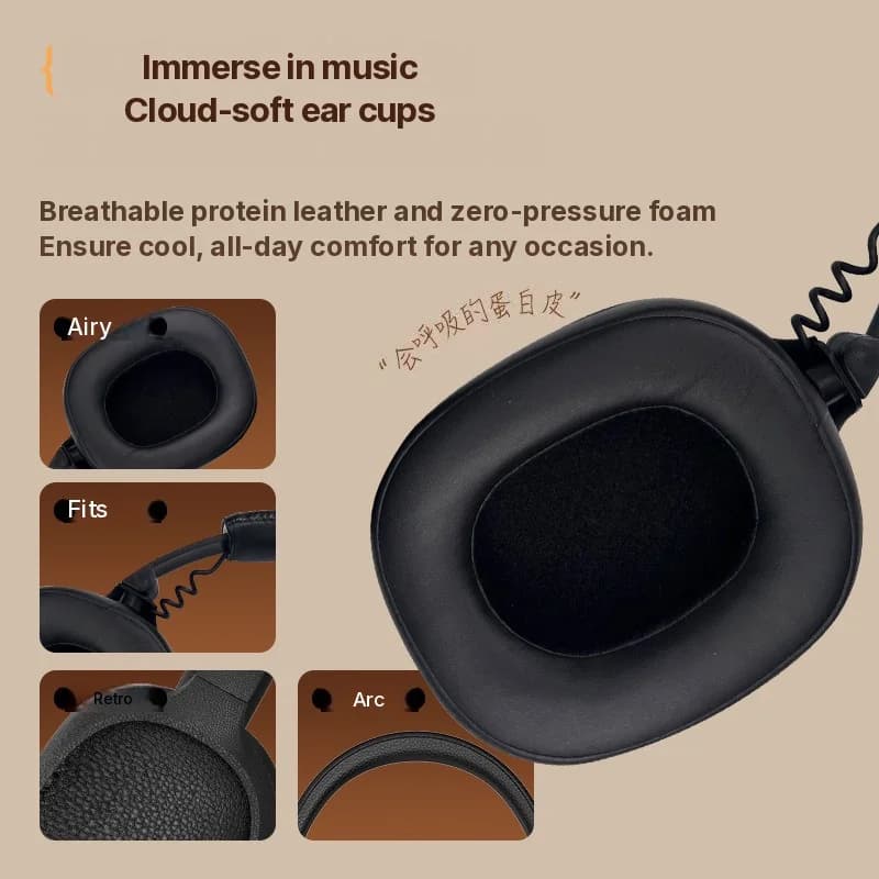 Ρετρό Ασύρματα Ακουστικά Over-Ear με Φόρτιση Type-C και Υποδοχή TF Card