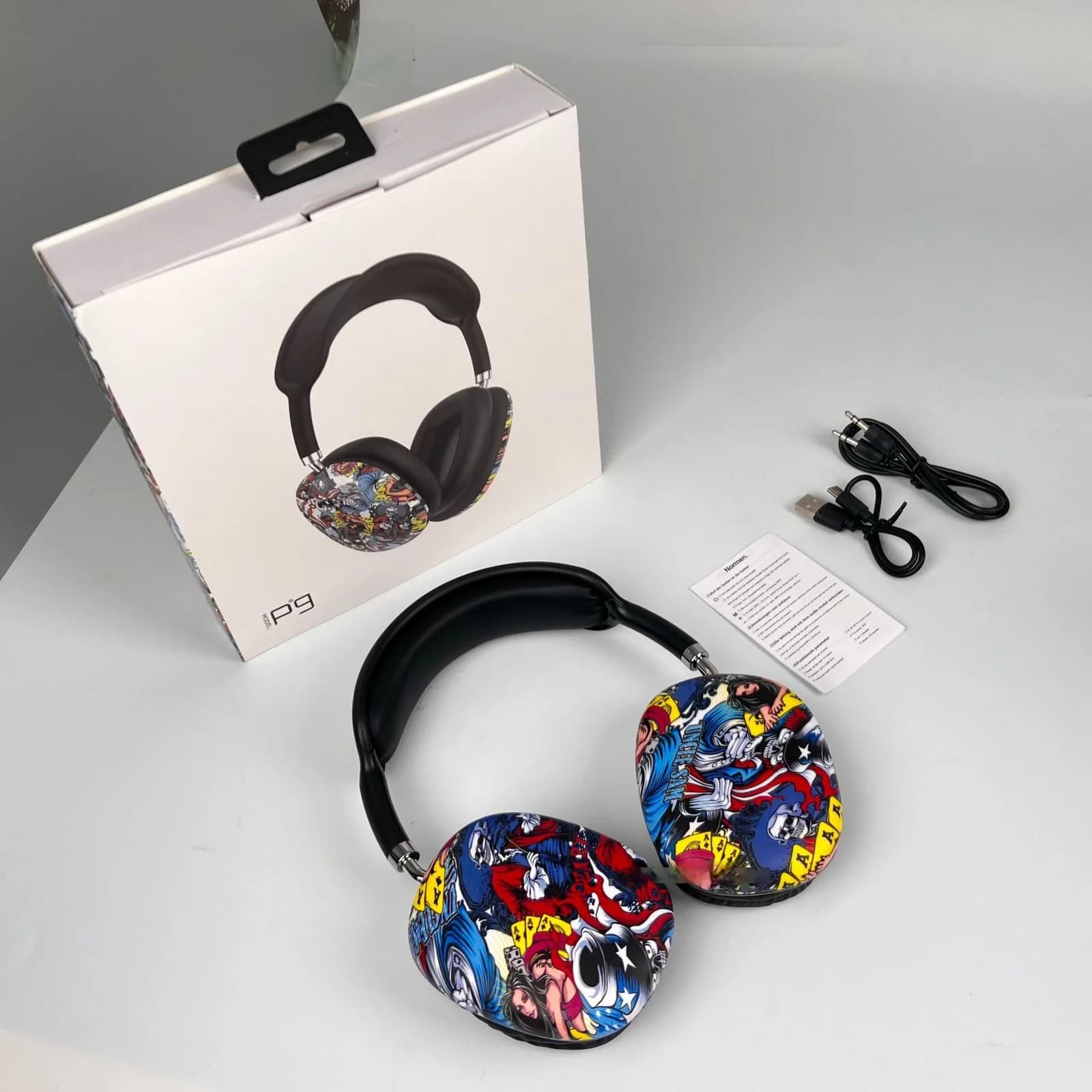 Graffiti Over-Ear Wireless Headphones with TF Card and AUX