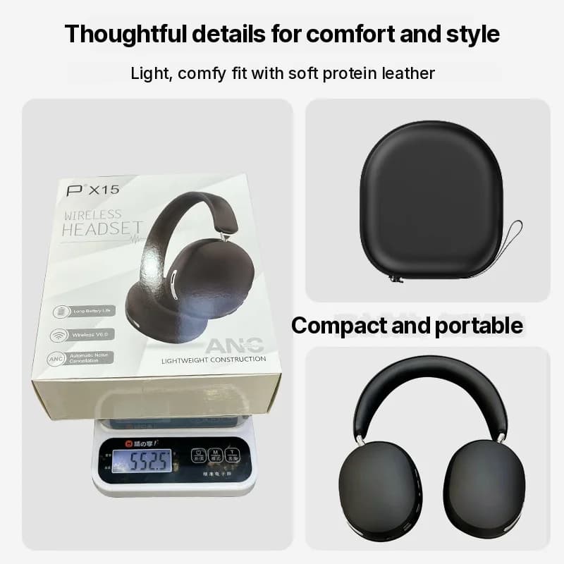 Wireless ANC Over-Ear Headphones with Protein Leather Earcups