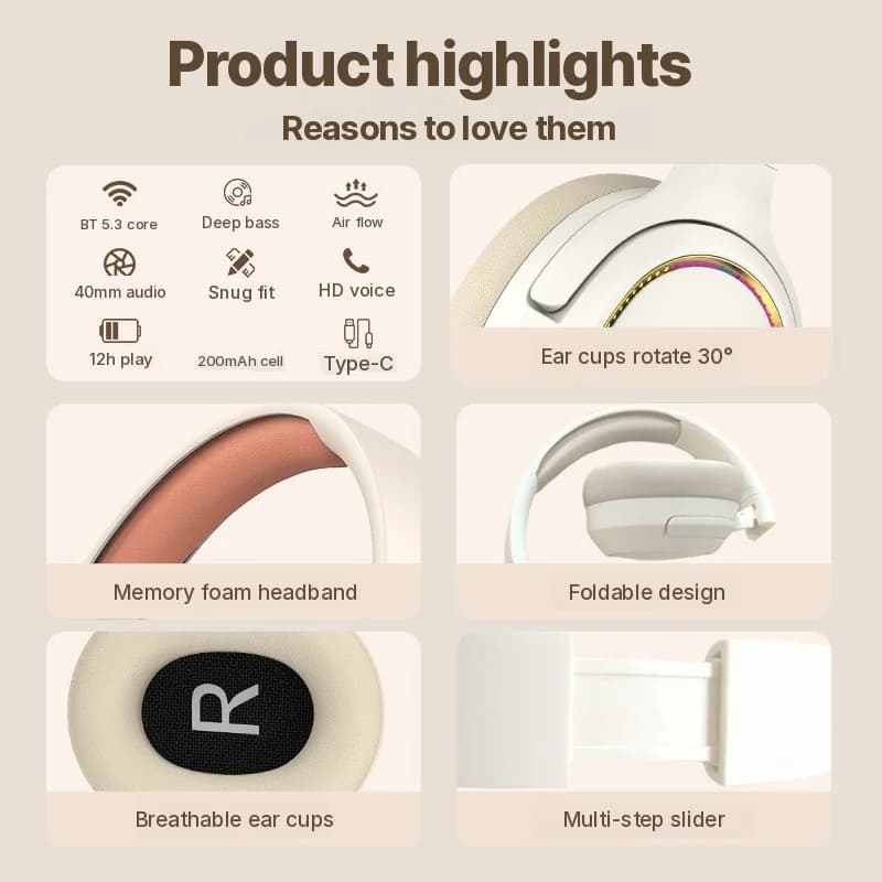 Ασύρτα Ακουστικά Gaming RGB Bluetooth Over-Ear Στερεοφωνικά