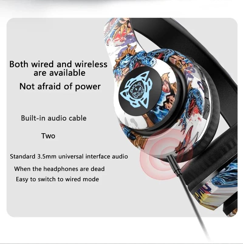 Graffiti Over-Ear Wireless Headphones with FM Radio and TF Card Slot