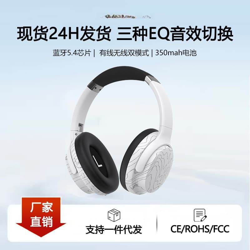 Wireless Over-Ear Bluetooth Headphones with Mic and Multi EQ Modes
